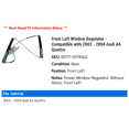 thumbnail image 2 of Front Left Window Regulator - Compatible with 2002 - 2004 Audi A6 Quattro - Replacement, 2 of 2