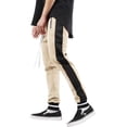 thumbnail image 3 of Ma Croix Mens Jogger Track Pants with Zipper Pockets Two Tone Stripe Casual Stretch Skinny Fit, 3 of 7