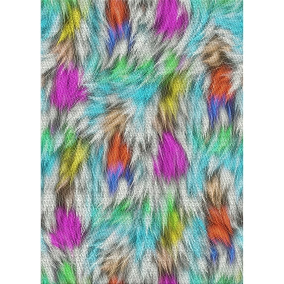 Ahgly Company Indoor Rectangle Patterned Cyan Opaque Blue Novelty Area Rugs, 5' x 8'