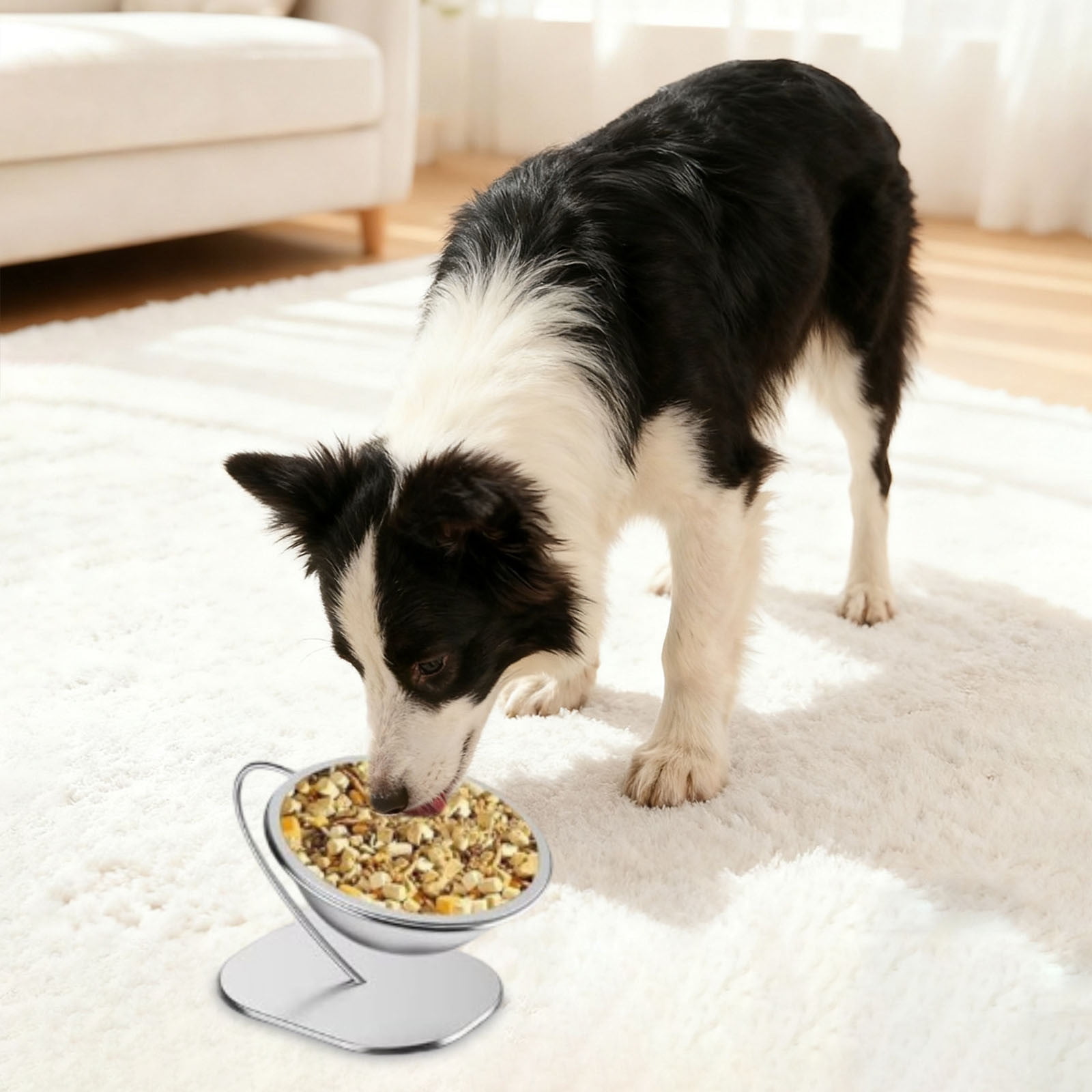 Elevated Stainless Steel Cat Dish Feeding Bowl Large Lifted Container With Stable Base For Indoor Feline Dining