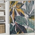 thumbnail image 6 of BCIIG Leaves Pattern Bathroom Shower Curtain Set with Hooks, Colorful Luxurious Graphic Print Polyester Fabric Fashion Decor, Waterproof with HD Print, Easy Installation, Machine Washable 60x72, 6 of 7