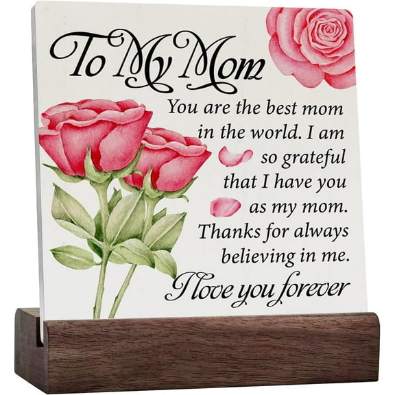 To My Mom I Love You Forever Ceramic Table Sign Rose Mother Ceramic Table Sign Decorative Sign Block Plaque For Home Bedroom Desk Table Shelf Decor