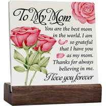 To My Mom I Love You Forever Ceramic Table Sign Rose Mother Ceramic Table Sign Decorative Sign Block Plaque For Home Bedroom Desk Table Shelf Decor
