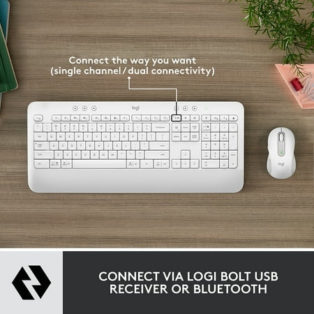 Logitech - Signature MK650 Combo for Business Full-size Wireless Keyboard and Mouse Bundle with Secure Logi Bolt Receiver - Off-White
