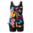 thumbnail image 5 of BONIXOOM Women Conservative Print Strappy Back Set Two Piece Swimsuits Swimdress, 5 of 6