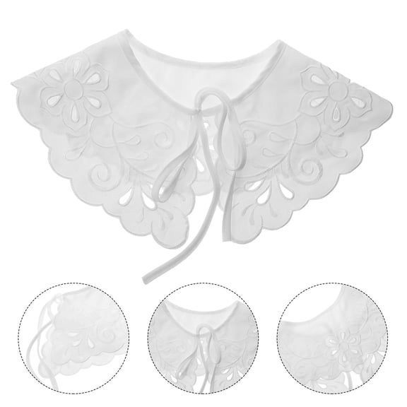 Raindrops Detachable Blouse Collar White Nylon Yarn All-season Use for Women 1Set