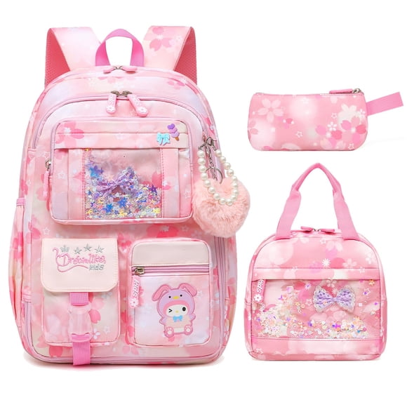 Mochila escolar Alrisg Lovely para niñas de 17 pulgadas, rosa