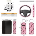 thumbnail image 5 of Yuyamidu Pink Strawberry Car Interior Sets Car Front Back Seat Covers Steering Wheel Cover Seatbelt Shoulder Pad Trash Bin Flowers Rearview Mirror Protective Cover Coasters Keychain 13 Pcs, 5 of 7