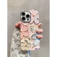 thumbnail image 5 of Funda de teléfono de lujo con flores y purpurina láser para iPhone 16 Pro Max 15 14 Plus 13 12 11, cubierta protectora de lente suave a prueba de golpes con diamantes, 5 of 5