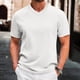 thumbnail image 1 of pstuiky Camisas de manga corta para hombre, Blusa informal de manga corta con cuello alto y color liso para hombre camisas casuales para hombre s, 1 of 6