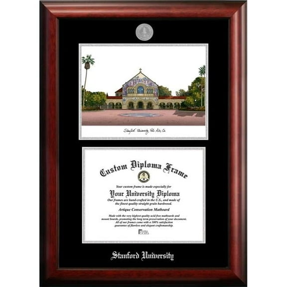 Campus Images CA932LSED-1185 11 x 8.5 in. Stanford University Silver Embossed Diploma Frame with Lithograph