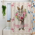thumbnail image 3 of Easter Bunny Shower Curtain Set, Waterproof Shower Curtains for Bathroom, Cute Rabbits Spring Daisy Flowers Retro Beige Washable Fabric Bath Curtain for Bathtub Decoration with Hooks 48x72 Inches, 3 of 9