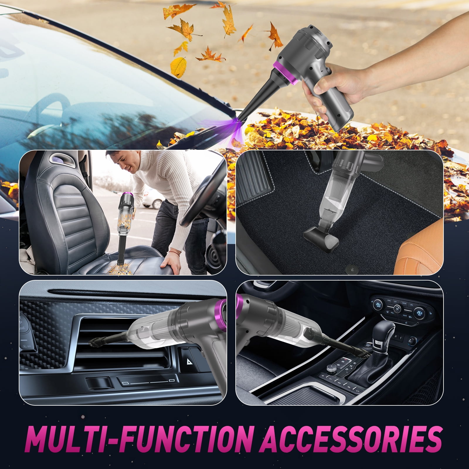 Loheer Car Vacuum Cleaner, 16000PA Portable Handheld Vacuum Cordless, with Brushless Motor, Grey Loheer Car Vacuum Cleaner, 16000PA Portable Handheld Vacuum Cordless, with Brushless Motor, Grey - Image 4