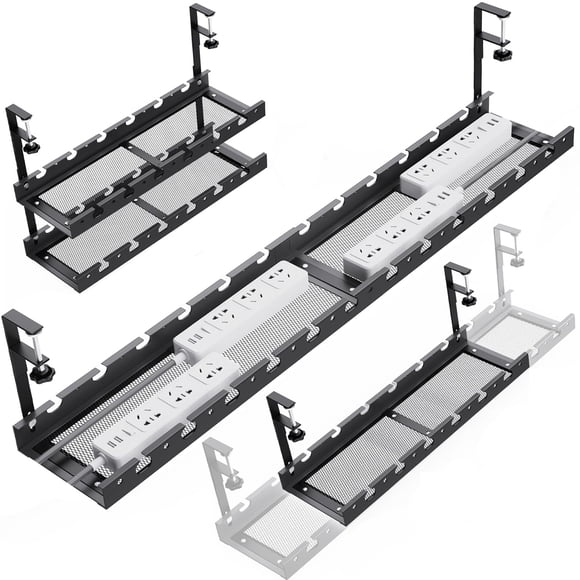 Bandeja de gestión de cables SRJZMLY extensible de 31 pulgadas, negra