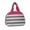 Grey Stripe with Pink Trim, variant on Fashion Print Insulated Water Resistant Round Small Lunch Cooler or Cosmetic Tote Bag Grey Stripe with Pink Trim