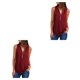 thumbnail image 1 of Minnieouse Tops femeninos Camisa casual Sin mangas con cremallera Ropa elegante Cuello en V Blusa de gasa Novias Hija Vino rojo M Type1 NO1, 1 of 6