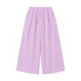 thumbnail image 6 of Admvng Women's Striped Wide Leg Elastic High Waist Pockets Culottes Copped Pants, 6 of 7