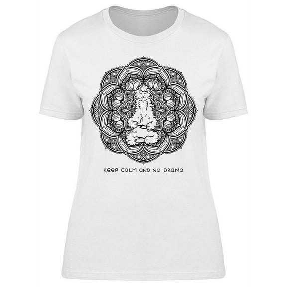 Cute Meditating Llama T-Shirt Women -Image by Shutterstock, Female x-Large
