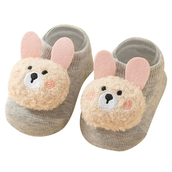 SERTG Toddler Socks Non-Slip Crew Socks Cute Animal Socks Fall Winter Thermal Everyday Wear Ankle Socks Soft Comfortable Novelty Floor Baby Socks(Gray,1-3 Years)
