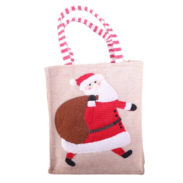 Cateissary Bolso de tela de Navidad Dibujos animados de Papá Noel Muñeco de nieve Snack Galleta Bolsa de dulces Suministros Bolsa de regalo Anciano