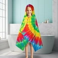 thumbnail image 6 of Rainbow Tie Dye Spiral Hooded Bath Towel，50"x30" for Ages 3 To 12 Kids, Quick Dry Lightweight Soft Microfiber Hood Beach Towel Cover Up for Kids, 6 of 7