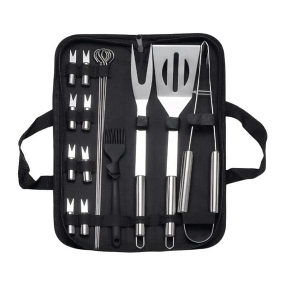 Heavy-Duty Rose Wooden BBQ Grill Tool Set, 15PCS Extra Thick Stainless Steel, Grilling Accessories Kit