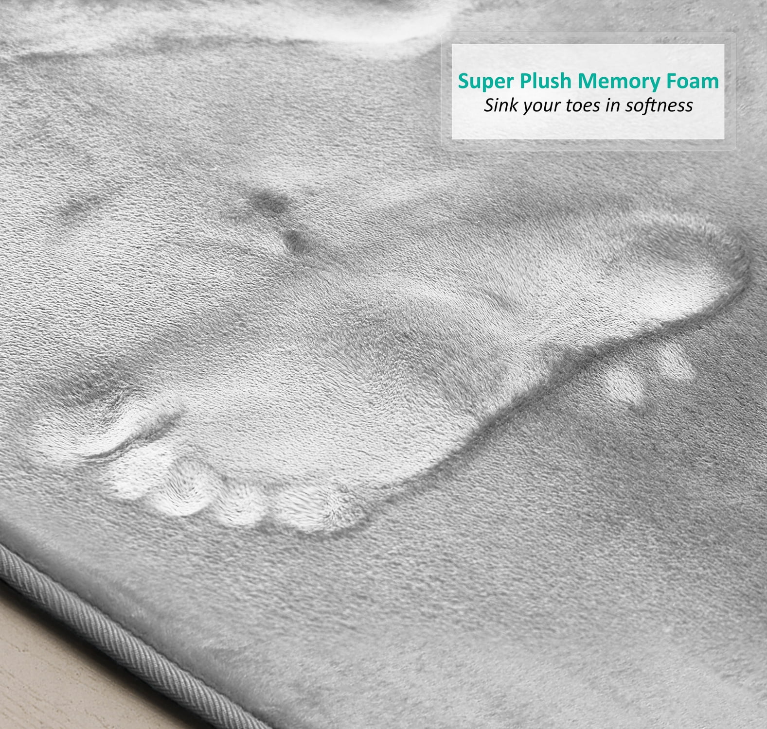 Clara Clark 2 Piece Premium Memory Foam Bathroom Mat Set, 17x24 Plus 20x32 Inch Bath Rugs, Silver