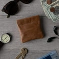 thumbnail image 4 of Nabob Leather Genuine Leather Squeeze Coin Purse, Coin Pouch Made IN U.S.A. Change Holder For Men/Woman Size 3.5 X 3.5 (Distrassed Tan), 4 of 7