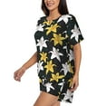 thumbnail image 2 of Bingfone Lilies Flowers Print Pajamas Sets for Women Soft Short-Sleeved Pjs with Lounge Shorts Two Piece Sleepwear, 2 of 8