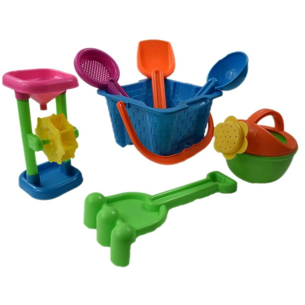 7 Pc Sand Castle Bucket Set Kids Beach Assorted Castle Building