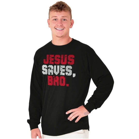 Christian Faith Jesus Saves Bro Men's Long Sleeve Tee T Shirt Brisco Brands S