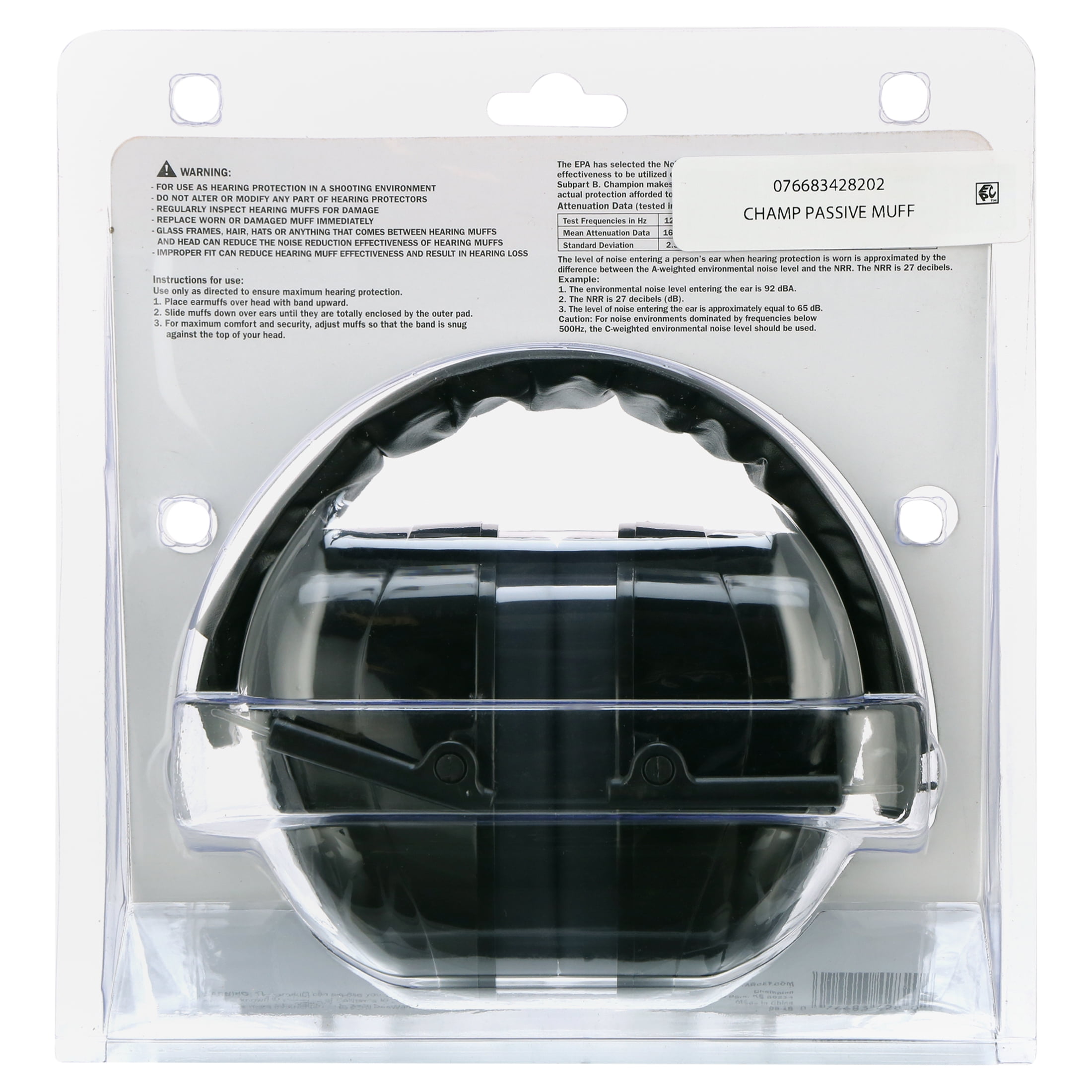 (2 pack) Champion Passive Ear Muffs for Shooting - Black
