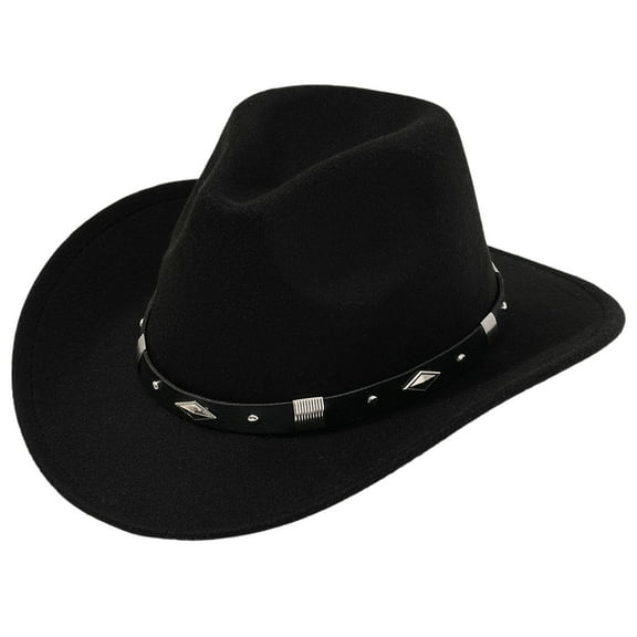 UJNDER Stylish Unisex Cowboy Hat Featuring Metal Details for Concerts Outdoor Gatherings and Parties Elegant Western Fashion Accessory Black