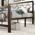 thumbnail image 3 of Sha Cerlin Brown Full Size Metal Platform Bed Frame with Vintage Circular Headboard & Footboard, Adult, 3 of 9