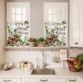 thumbnail image 3 of 3 Piece Kitchen Curtains and Valances Set Strawberry Cafe Curtains 36 Inch Length Summer Fruits Spring Floral Botanical Valance & Tier Curtain for Living Room Bedroom Small Window 54"x18"+27"x36"*2, 3 of 6