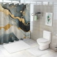 thumbnail image 7 of Pratyus Marbled Surface Gold and Black Accents Quick-Drying Shower Curtain Set with Hooks for Bathroom Decoration 100% Polyester Fiber Washable Shower Curtain 36x72, 7 of 7