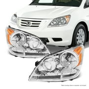 AKKON - Fits 2008 2009 2010 Honda Odyssey Van Front Chrome Housing Headlights Headlamps Assemblies Replacement