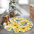 thumbnail image 3 of Round Rugs 3Ft, Yellow Floral Spring Round Area Rug Washable Indoor Throw Carpet, Farmhouse Botanical Summer Small Non Slip Circle Rug for Bedroom Living Room Home Decor Aesthetic, 3 of 8