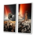 thumbnail image 3 of Designart "Rainbow Monochrome happiness Landscape" Rainbow Framed Wall Art Set Of 2 - Grey Landscapes Frame Gallery Set For Office Decor, 3 of 6