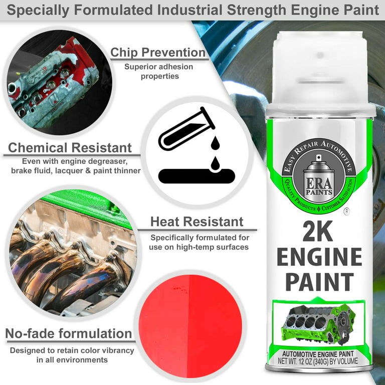 Era Paints Red Engine Paint with Omni-Curing Catalyst - 2K Aerosol High Gloss Chemical Resistant and Extremely Durable Against Color Fade and Brake