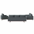 thumbnail image 6 of LeisureMod 3-Piece Sofa Set Upholstered in Leather with Birch Wood Base for Modern Home, Living Room, Offices Chester Collection in Grey, 6 of 8