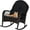 Black, variant on Outdoor Rocking Chair, Patio Rattan Rocker w/Seat Back Cushions & Waist Pillow, Sturdy Metal Frame, Comfortable Front Porch Chair for Balcony, Poolside, Backyard