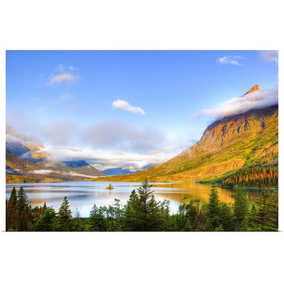 Great BIG Canvas | "Saint Mary Lake and Wild Goose Island, Glacier National Park, Montana" Art Print - 30x20