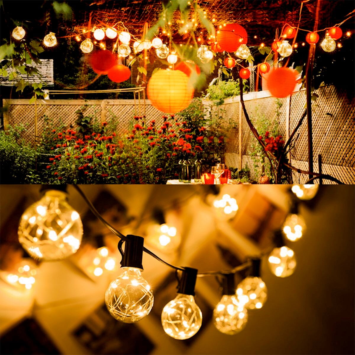 Yi Lighting 59 ft Outdoor String Light with 50pcs Shatterproof Globe LED Bulbs, Weatherproof for Patio Backyard Garden Party
