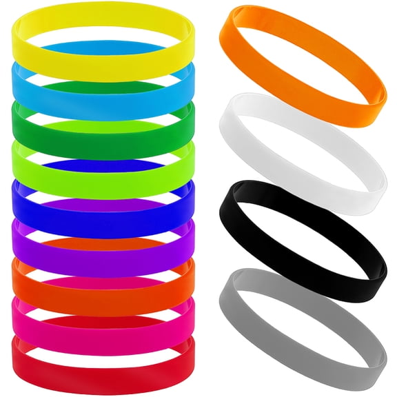 13Pcs 13 Colors Word Silicone Cord Bracelet Wristband Mixed Color 1/2 inch(1.2cm) Inner Diameter: 2-3/8 inch(6.1cm) 1pc/color
