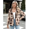 thumbnail image 4 of Zeagoo Womens Fleece Jacket Fuzzy Stand Collar Western Aztec Snap Button Down Jacket Outerwear with Pockets, 4 of 4