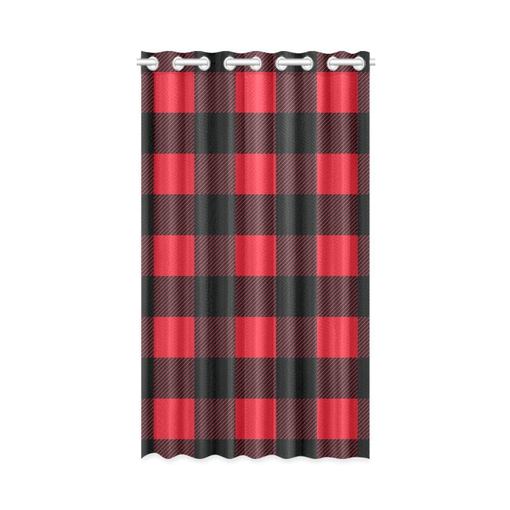 Red Plaid Curtains Lumberjack Square Window Drapes 2 Panel Set 108x84 Inches 