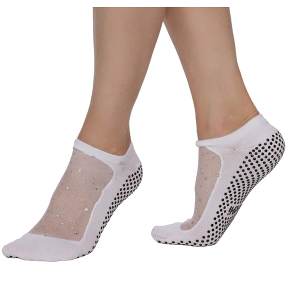 SHASHI Chaussettes de Yoga Amusantes pour Femmes Chaussettes Antidérapantes, Chaussettes à Paillettes Étoile avec Panneau Supérieur en Maille pour Chaussettes Barre