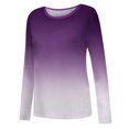 thumbnail image 5 of Odeerbi Shirts for Women 2024 Casual Round Neck Long Sleeve Printed Loose Shirt Blouse Tops Purple, 5 of 5