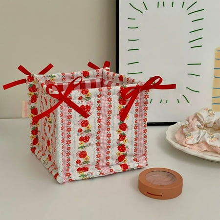 Cotton Rope Storage Basket Small Decorative Bin for Desk Vanity Nightstand Snacks Cosmetics Toys Office Supplies Handmade Home Decor Organizer